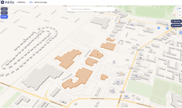 Akila map connecting buildings and site records